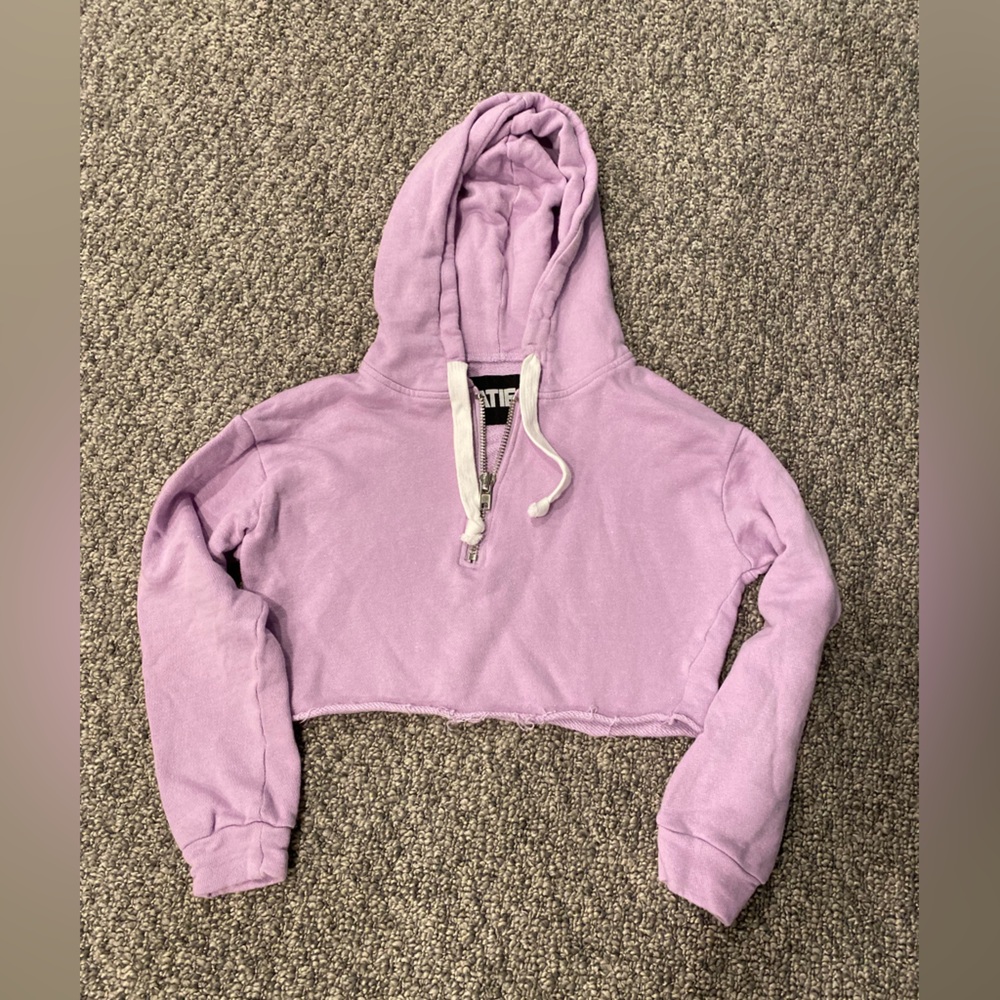 Katie J NYC Purple Cropped Hoodie